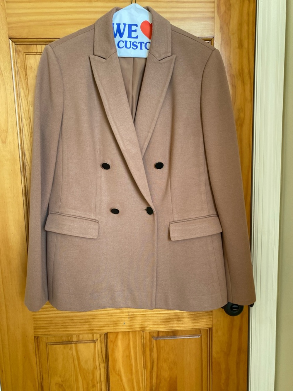 Ann Taylor Double-Breasted Camel Blazer Jacket